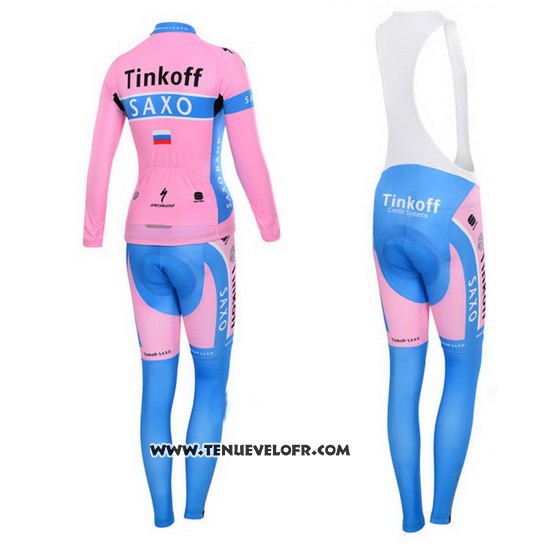 2015 Maillot Ciclismo Femme Saxo Bank Fuchsia Manches Longues et Cuissard